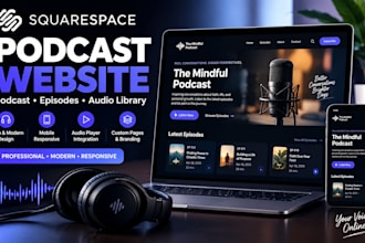 design a squarespace podcast website with audio episode library