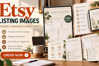 redesign etsy listing images, product mockups and infographics