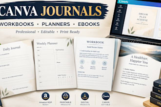 design canva journals, workbooks, planners and ebooks
