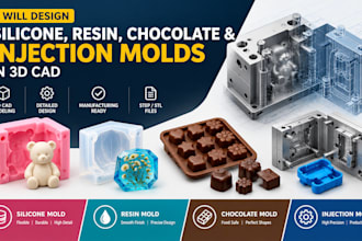 design silicone, resin, chocolate and injection molds in 3d cad