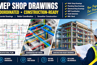 create detailed mep shop drawings and coordinated construction drawings