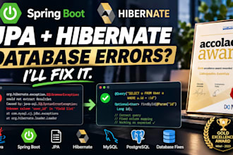 fix spring boot jpa and hibernate database errors