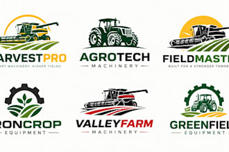 design a modern farming, agriculture, tractor, agricultural combine logo