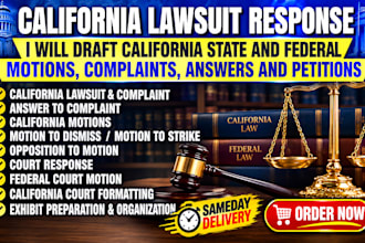 draft california state and federal motions, complaints, answers and petitions