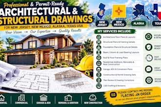 do architectural and structural for new jersey, new  mexico, alaska, texas USA