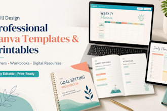 design etsy ready printable planners and canva templates with mockups