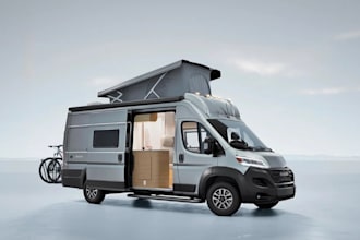 design 3d realistic motorhome camper van, rv caravan, food truck, 3d rendering