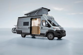 design 3d realistic motorhome camper van, rv caravan, food truck, 3d rendering