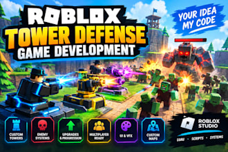 develop a roblox tower defense game with custom scripting and systems