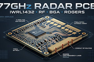 design 77ghz radar pcb with iwrl1432, patch antenna, rogers stackup and bga