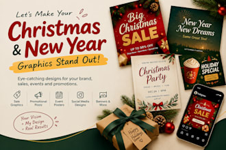 design christmas sale flyer, holiday promo graphics and social posts