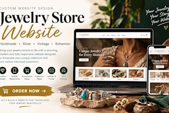 design jewelry store custom website handmade silver vintage bohemian footer