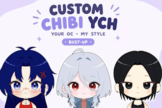 draw your character as a cute chibi bust up
