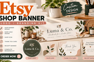 design etsy shop banner, logo and complete etsy branding kit