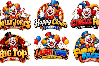 design a professional, circus, entertainment, mascot, comedy, or fun clown logo