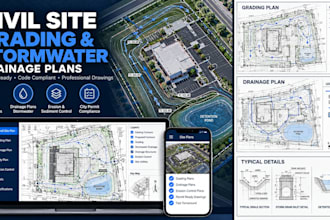 draw civil site grading and stormwater drainage plans