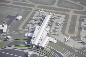 create modern 3d airport ,car park design with realistic architectural rendering