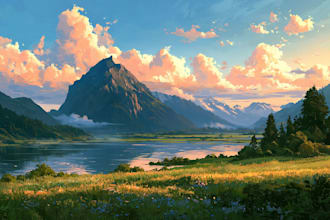 professional vector landscape illustration