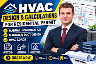 manual j calculation, manual d duct design, hvac loads residential permit