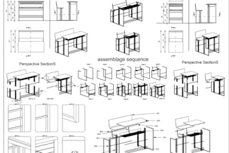 create cabinet assembly instruction,woodworking plan and model for manufacturing