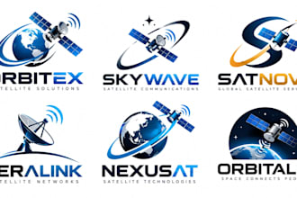design a professional space, technology, communication, astronomy satellite logo