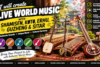 create live world music with shamisen, koto, erhu, guzheng and sitar