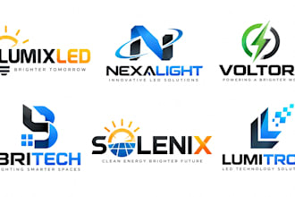 design a professional lighting, electric, technology, energy electronic led logo