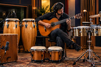 record live cajon, congas, bongos, timbales and classical guitar