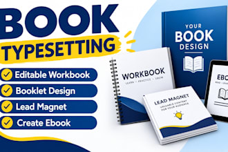 book typesetting, editable workbook, booklet design, lead magnet, create ebook