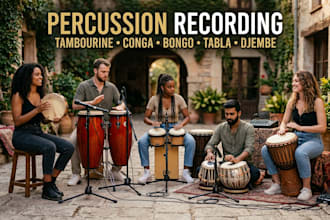 record tambourine, conga, bongo, tabla, djembe for your song