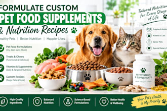 formulate custom pet food supplements and nutrition recipes