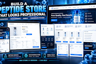 design a peptide website, research peptide store, or woocommerce peptide website