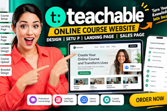 design teachable course website, online course landing page and sales page
