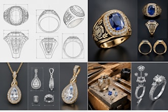 design class rings, bench jewelers, pendant, stone setting jewelry in 3d cad