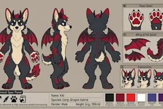 draw furry ref sheet furry reference sheet fursona character design ref sheet
