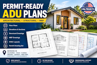 design adu permit plans with architectural structural and mep drawings