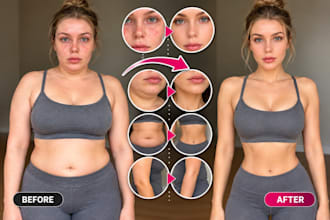 reduce stomach, fat remove, realistic face slim, body reshaping, jawline fix