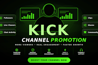 do kick promotion to boost real live viewers, kick followers