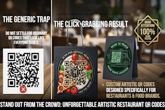 design a custom  restaurant qr code with logo for digital menu