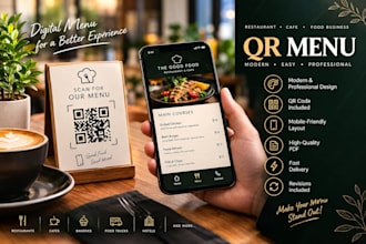 design a modern qr code menu for your restaurant or cafe