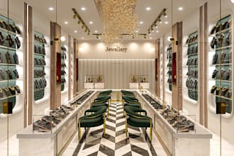 remodel modern jewelry shop interior, retail space plan, store layout extension