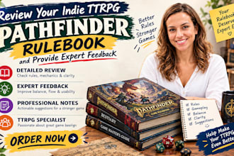 review your indie ttrpg pathfinder rulebook and provide expert feedback
