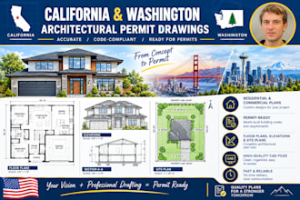 draft california and washington architectural permit drawings