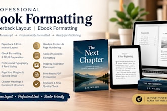 do book formatting, paperback layout formatting,  ebook formatting