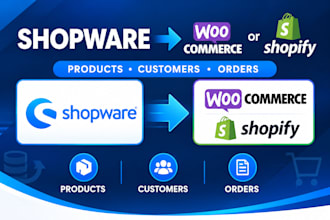 migrate shopware customer order products to woocommerce or shopify, fix shopware