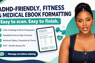 adhd friendly ebook, dyslexia layout, fitness ebook, medical ebook, wellness