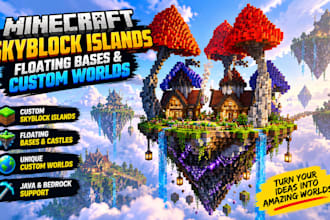 build minecraft skyblock islands, floating bases and custom worlds