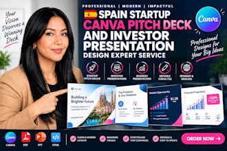spain startup canva pitch deck and investor presentation design expert service