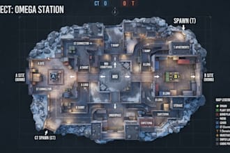 create 3d competitive fps game map, 3d multiplayer map, fps level, ue5 game map