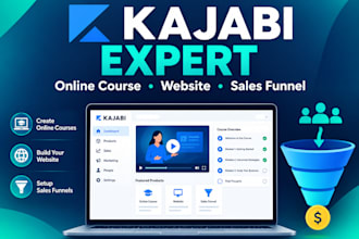 setup your kajabi online course, kajabi website, and sales funnel setup